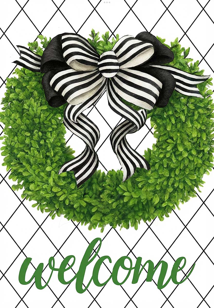 BLACK AND WHITE LATTICE WELCOME