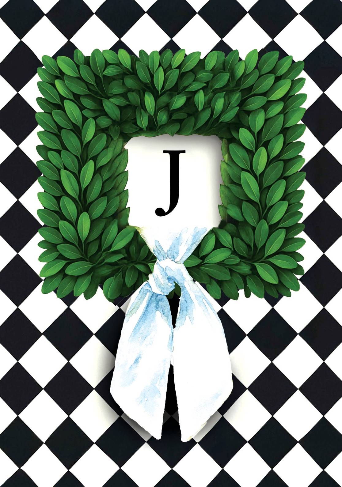 MONOGRAM WREATH - J