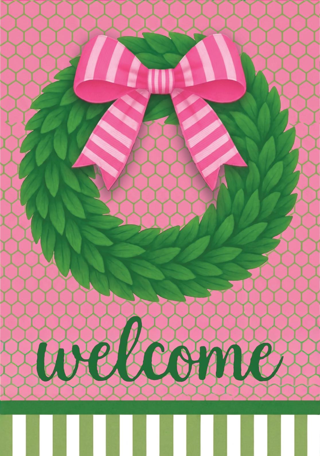 BOXWOOD WREATH WITH PINK BOW