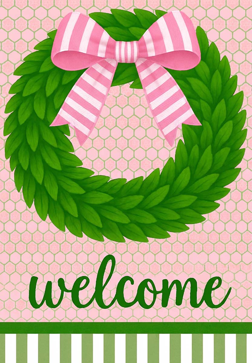 BOXWOOD WREATH WITH PINK BOW