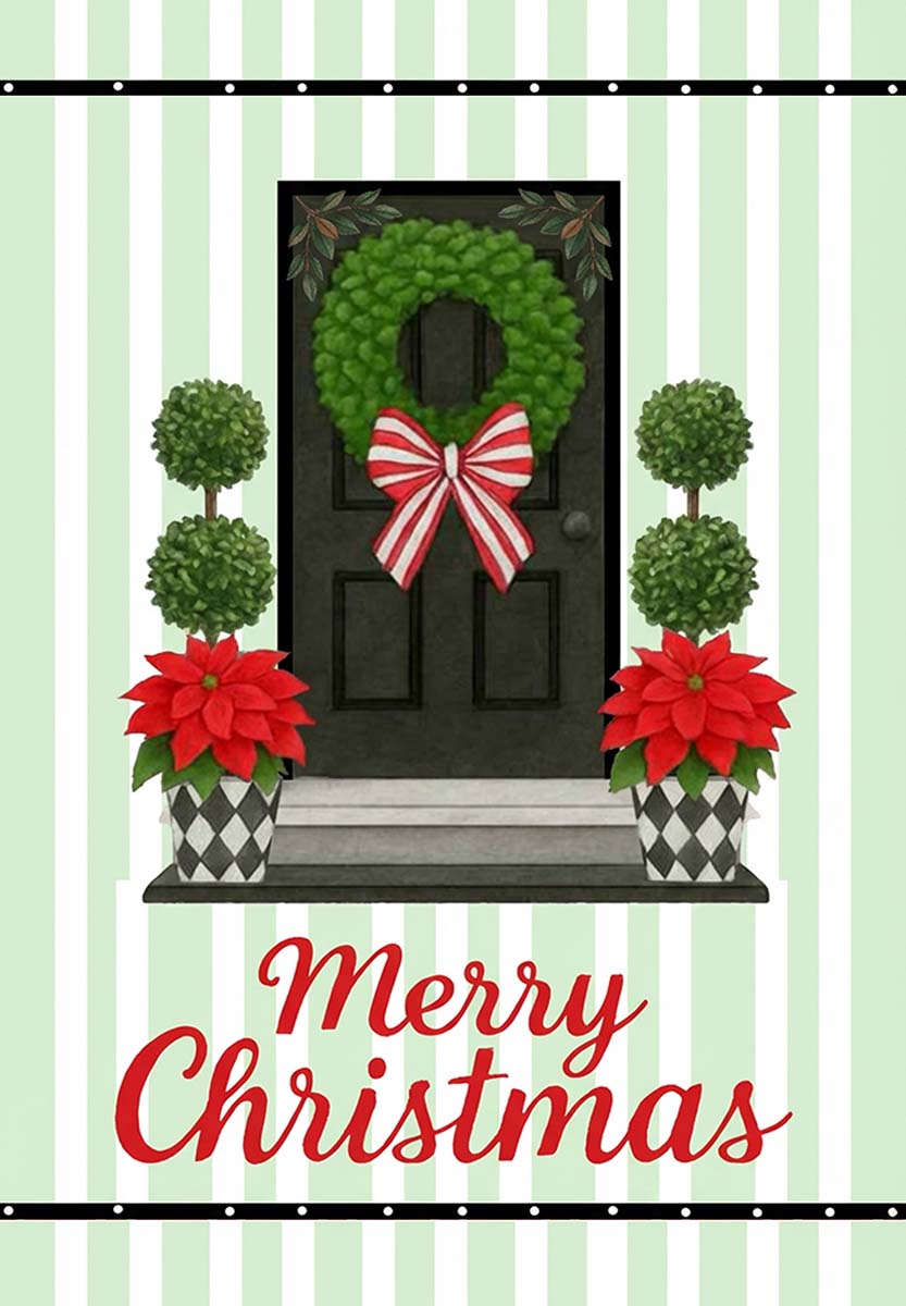 DOOR WITH POINSETTIAS