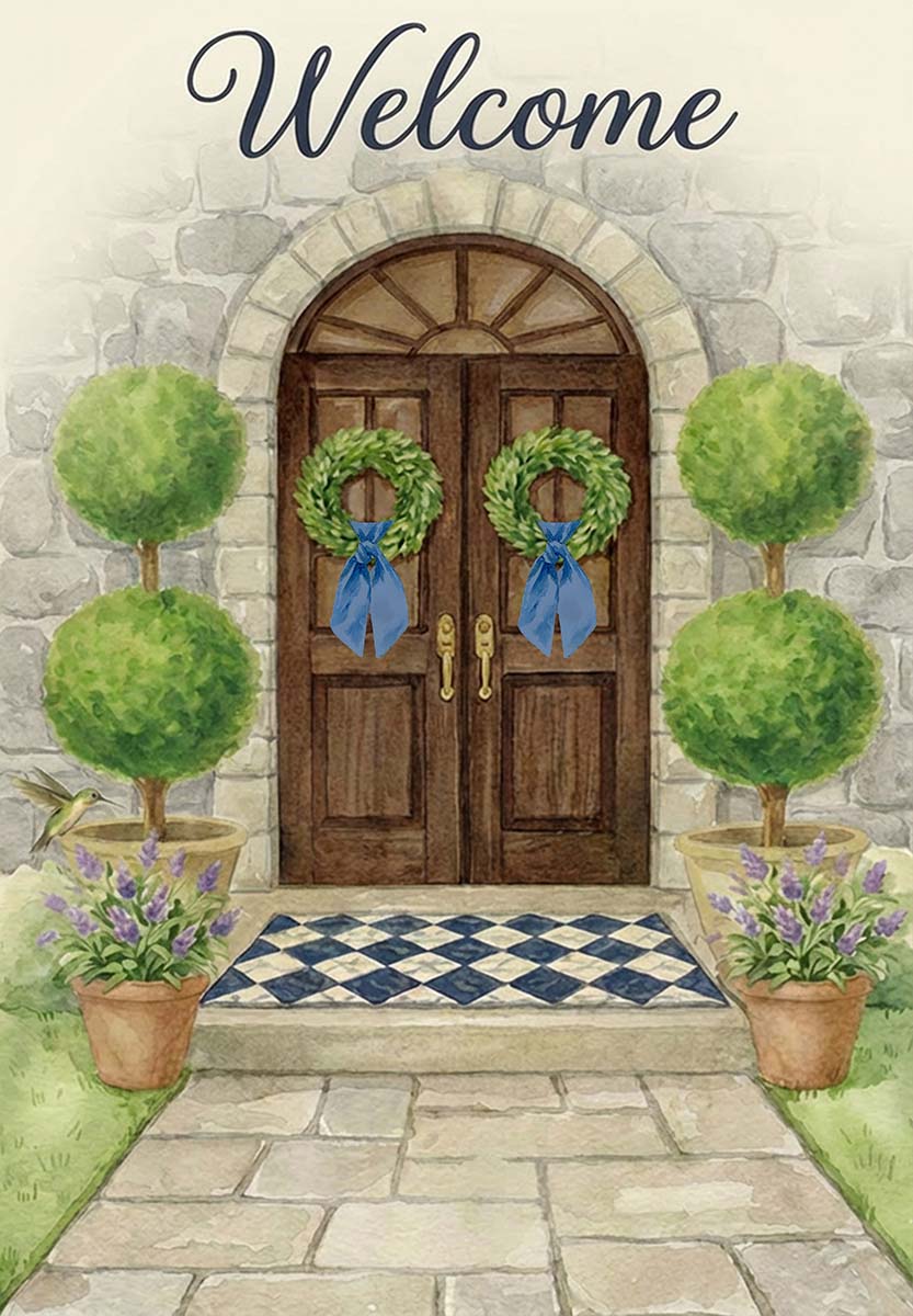 DOUBLE DOORS WITH HUMMINGBIRD