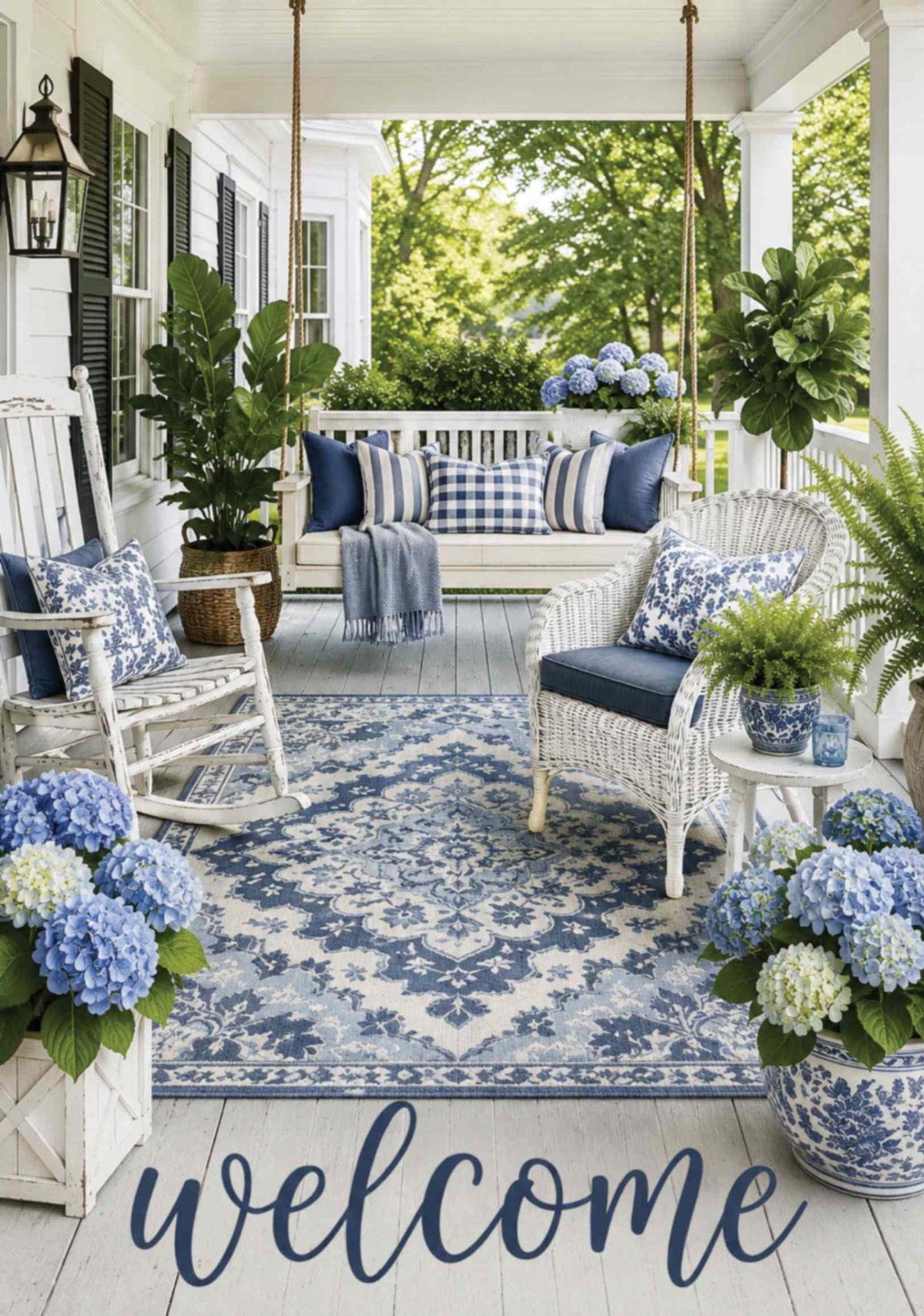 HYDRANGEAS BACK PORCH WELCOME