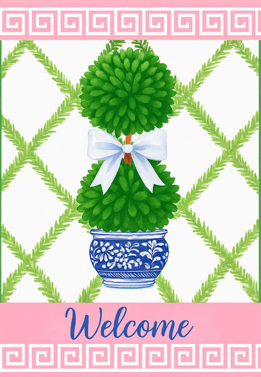 TOPIARY WITH GREEK KEY BORDER